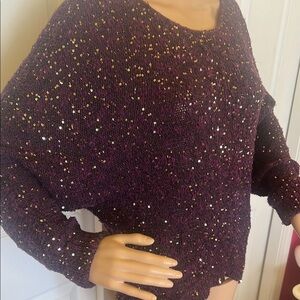Bisou Bisou Purple Sequin Sweater